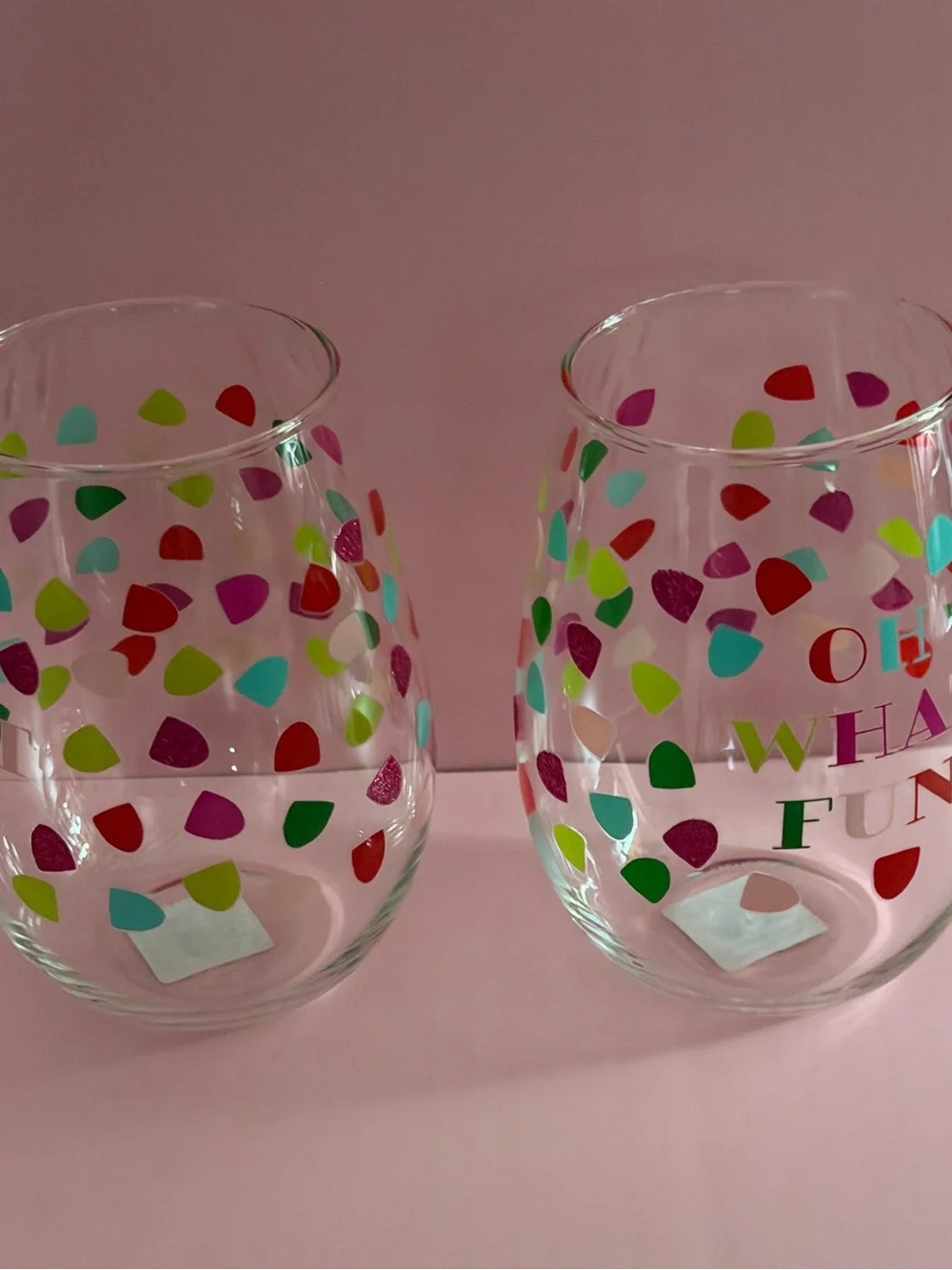 Stemless Wine Glasses “Oh What Fun” - Set of 2